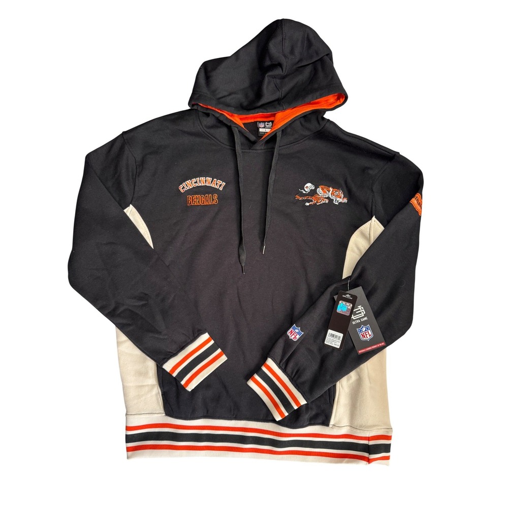 NFL Ultra Game Cincinnati Bengals Hoodie Mens Large Black HHML261FCI-ZM NWT